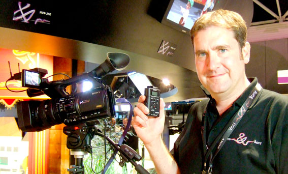 Hybrid recording: Sony's Bill Drummond shows off the Z5 and clip-in Flash recorder