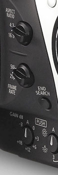 XL2 control strip showing the aspect ratio and frame rate selectors